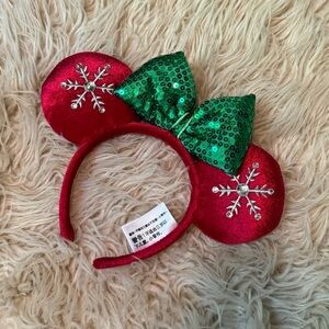 Disney Parks RED Christmas Minnie Mouse Headband Ears